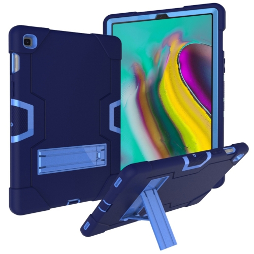 

For Galaxy Tab S5e T720 Contrast Color Silicone + PC Combination Case with Holder(Navy Blue + Blue)