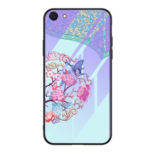 

For OPPO R9s / A3 Luminous Painting Violet Glass + TPU Protective Case(Butterfly Flower)