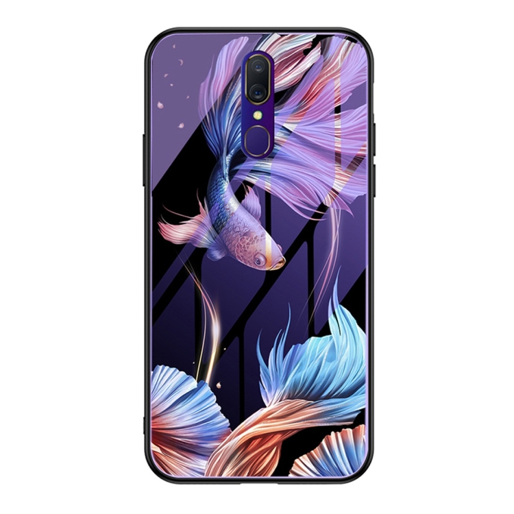 

For OPPO F11 Pro Luminous Painting Violet Glass + TPU Protective Case(Koi)