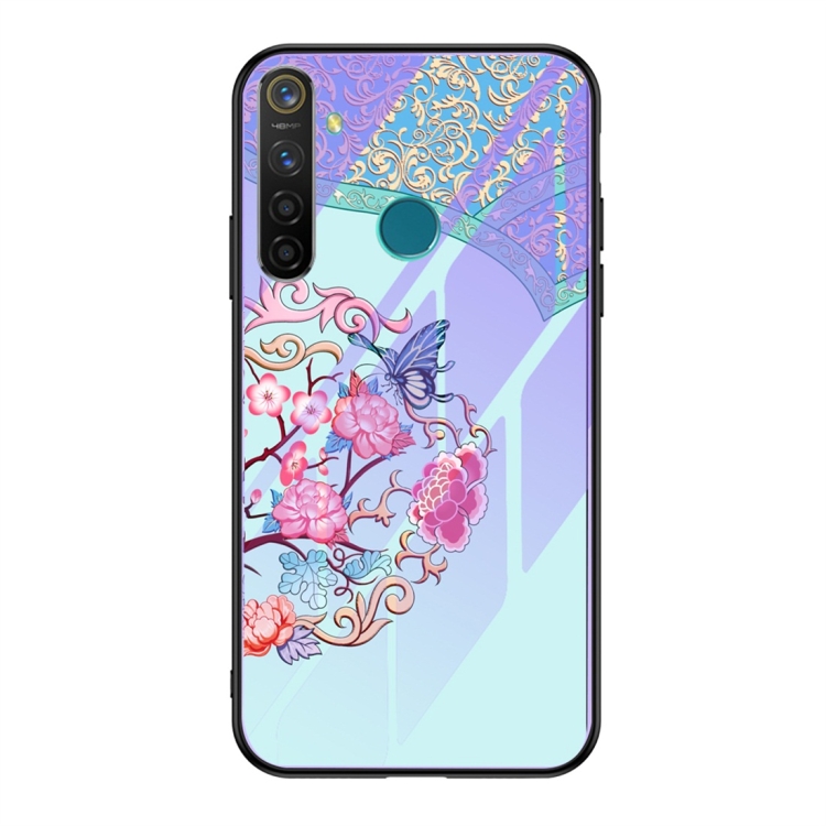 

For OPPO Realme 5 Pro Luminous Painting Violet Glass + TPU Protective Case(Butterfly Flower)
