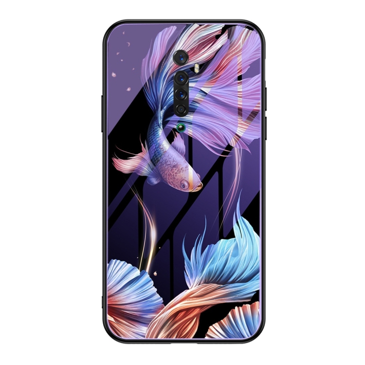 

For OPPO Reno2 Z Luminous Painting Violet Glass + TPU Protective Case(Koi)