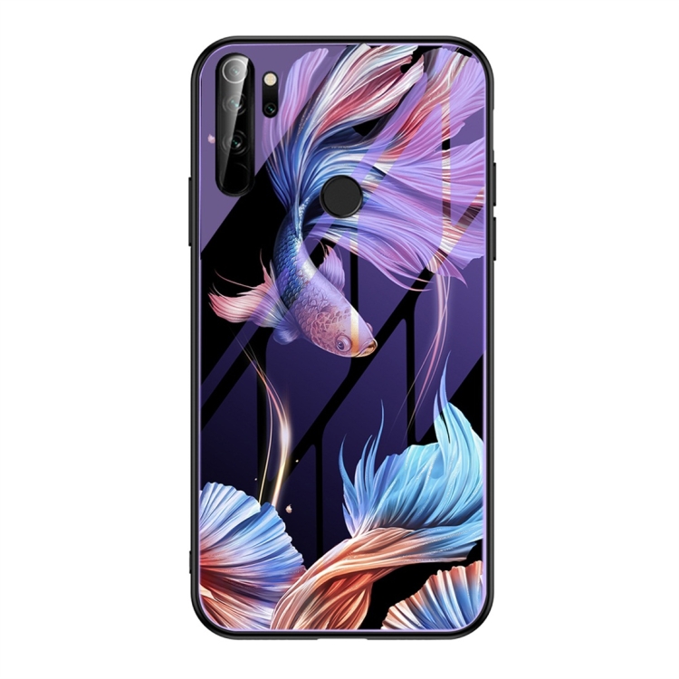 

For Xiaomi Redmi Note 8T Luminous Painting Violet Glass + TPU Protective Case(Koi)