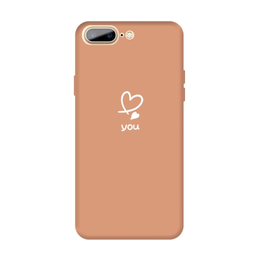 

For iPhone 8 Plus / 7 Plus Love-heart Letter Pattern Colorful Frosted TPU Phone Protective Case(Coral Orange)