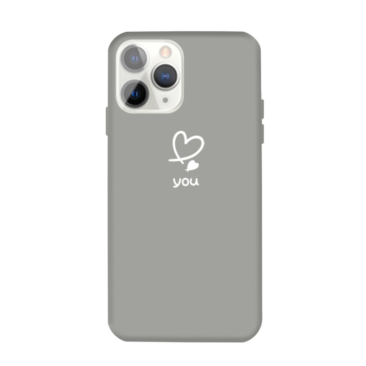 

For iPhone 11 Pro Love-heart Letter Pattern Colorful Frosted TPU Phone Protective Case(Gray)