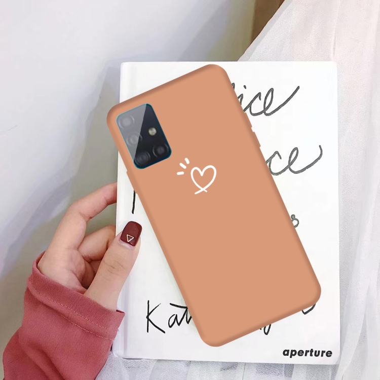 

For Galaxy A71 Love Heart Pattern Frosted TPU Protective Case(Coral Orange)