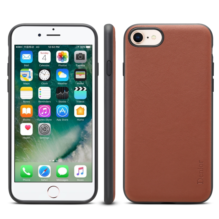 

For iPhone 7 / 8 Denior V7 Luxury Car Cowhide Leather Ultrathin Protective Case(Brown)