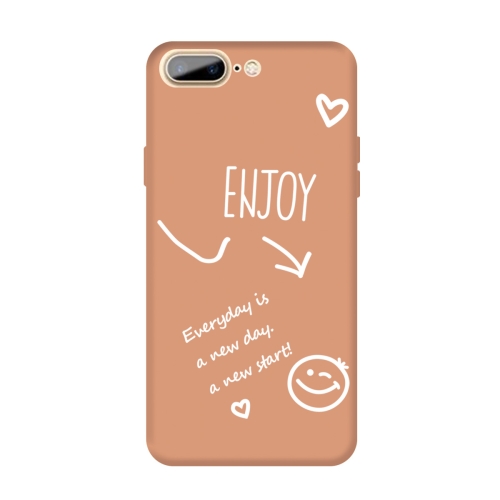 

For iPhone 8 Plus / 7 Plus Enjoy Emoticon Heart-shape Pattern Colorful Frosted TPU Phone Protective Case(Coral Orange)