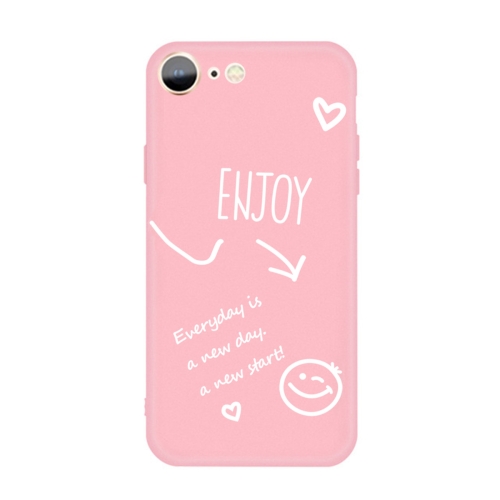 

For iPhone SE 2020 / 8 / 7 Enjoy Emoticon Heart-shape Pattern Colorful Frosted TPU Phone Protective Case(Pink)