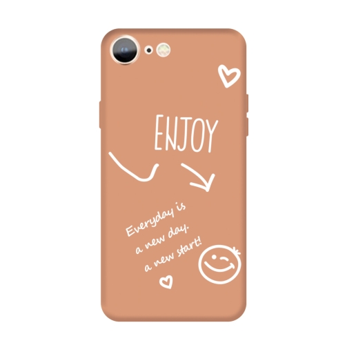 

For iPhone SE 2020 / 8 / 7 Enjoy Emoticon Heart-shape Pattern Colorful Frosted TPU Phone Protective Case(Coral Orange)