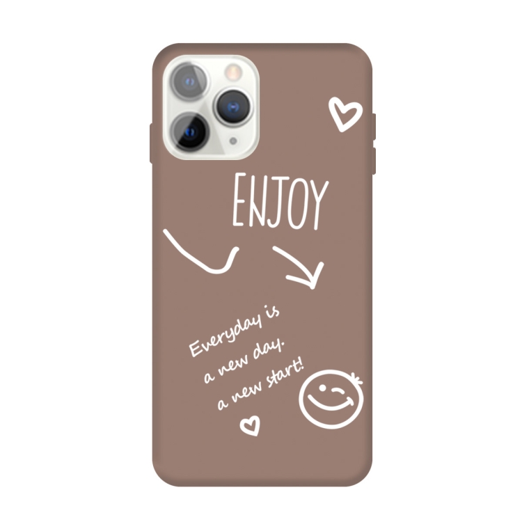 

For iPhone 11 Pro Enjoy Emoticon Heart-shape Pattern Colorful Frosted TPU Phone Protective Case(Khaki)