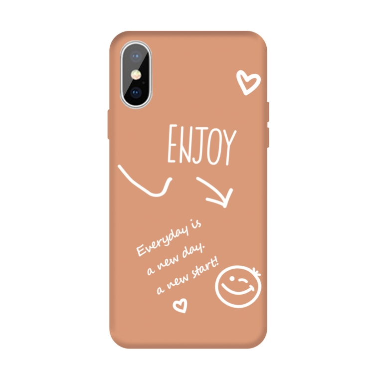 

For iPhone XS / X Enjoy Emoticon Heart-shape Pattern Colorful Frosted TPU Phone Protective Case(Coral Orange)