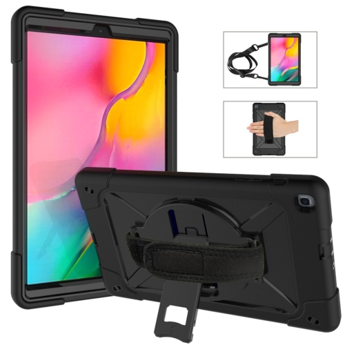 

For Galaxy Tab A 10.1 (2019) T510 Contrast Color Silicone + PC Combination Case with Holder(Black)
