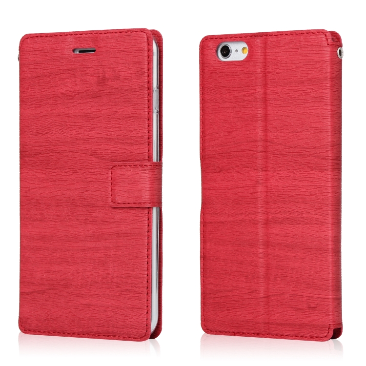 

For iPhone 6s Plus & 6 Plus Ultra-thin Tree Texture Horizontal Flip TPU + PU Leather Case, with Card Slots & Holder & Lanyard(Red)