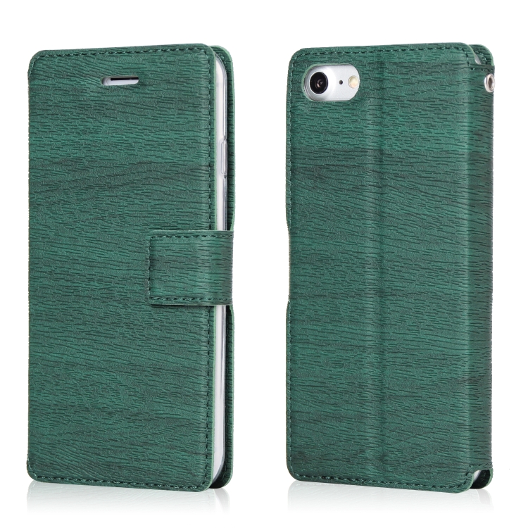 

For iPhone SE 2020 & 8 & 7 Ultra-thin Tree Texture Horizontal Flip TPU + PU Leather Case, with Card Slots & Holder & Lanyard(Green)
