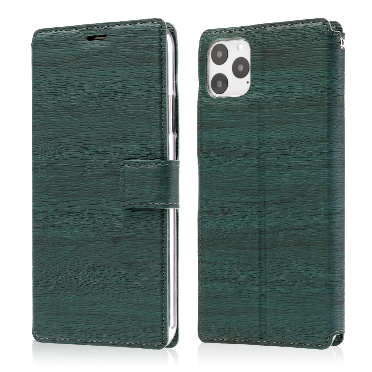 

For iPhone 11 Pro Ultra-thin Tree Texture Horizontal Flip TPU + PU Leather Case, with Card Slots & Holder & Lanyard(Green)