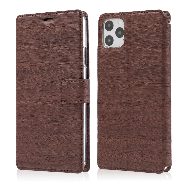 

For iPhone 11 Pro Ultra-thin Tree Texture Horizontal Flip TPU + PU Leather Case, with Card Slots & Holder & Lanyard(Brown)