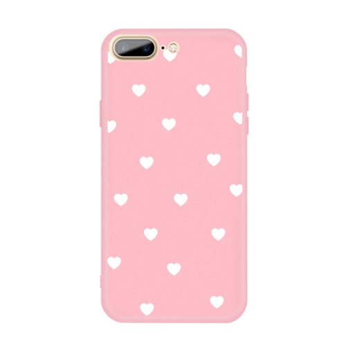 

For iPhone 8 Plus / 7 Plus Multiple Love-hearts Pattern Colorful Frosted TPU Phone Protective Case(Pink)