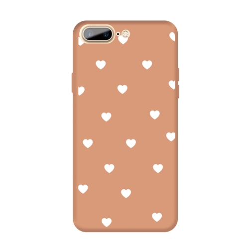 

For iPhone 8 Plus / 7 Plus Multiple Love-hearts Pattern Colorful Frosted TPU Phone Protective Case(Coral Orange)