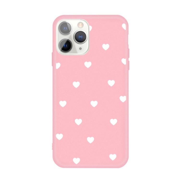 

For iPhone 11 Pro Multiple Love-hearts Pattern Colorful Frosted TPU Phone Protective Case(Pink)