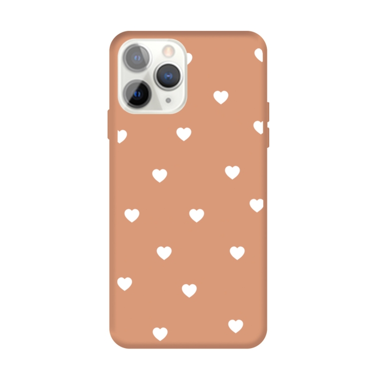

For iPhone 11 Pro Max Multiple Love-hearts Pattern Colorful Frosted TPU Phone Protective Case(Coral Orange)