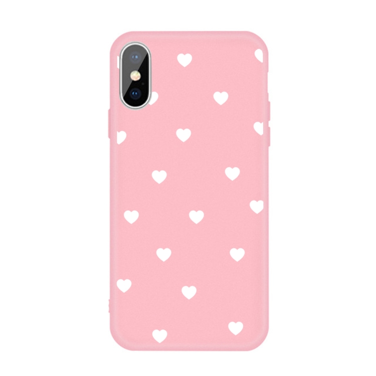

For iPhone XS / X Multiple Love-hearts Pattern Colorful Frosted TPU Phone Protective Case(Pink)