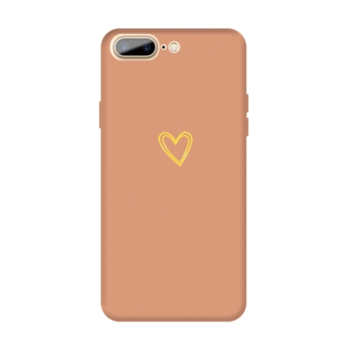 

For iPhone 8 Plus / 7 Plus Golden Love-heart Pattern Colorful Frosted TPU Phone Protective Case(Coral Orange)