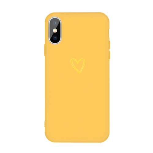 

For iPhone XS Max Golden Love-heart Pattern Colorful Frosted TPU Phone Protective Case(Yellow)