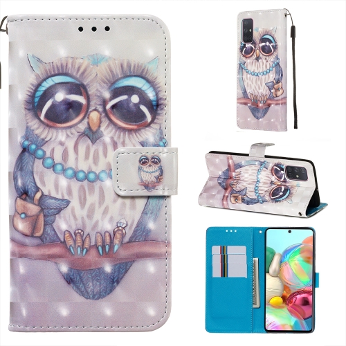 

For Galaxy A71 3D Painting Horizontal Flip Leather Case with Holder & Card Slot & Wallet & Lanyard(Grey Cat)