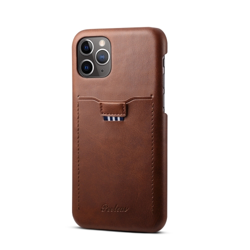 

For iPhone 11 Pro Max peelcas Shockproof TPU + PU Protective Case with Card Slot(Brown)