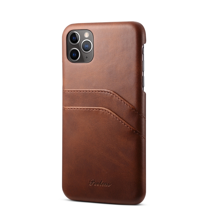 

For iPhone 11 Pro Max peelcas Shockproof TPU + PU Protective Case with Card Slots(Brown)