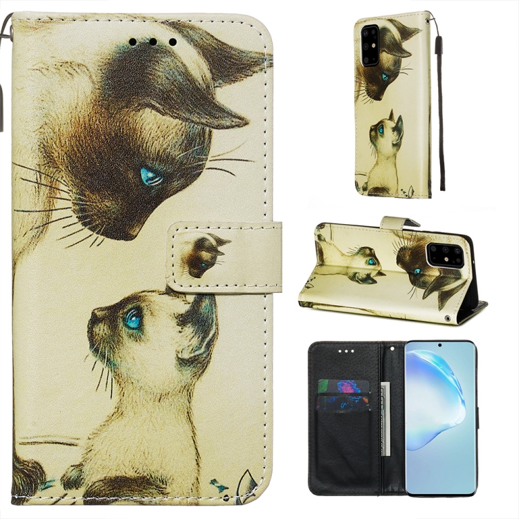 

For Galaxy S20+ Colored Drawing Pattern Plain Weave Horizontal Flip Leather Case with Holder & Card Slot & Wallet&Lanyard(Cat Looking)