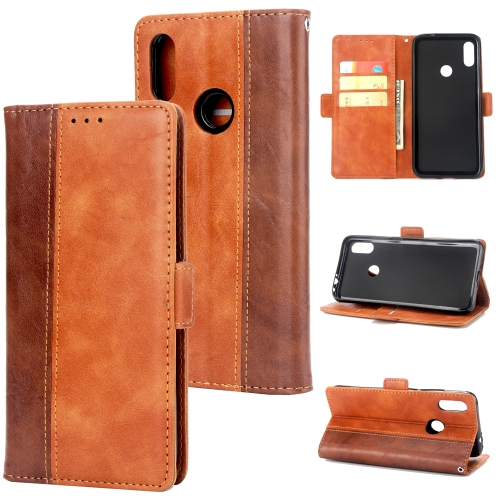 

For Galaxy M30 Retro Texture Contrast Color Splicing Horizontal Flip TPU + PU Leather Case with Card Slots & Holder & Wallet(Brown)