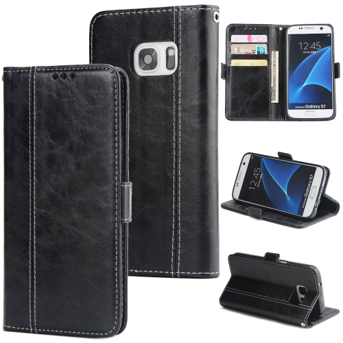 

For Galaxy S7 Retro Texture Contrast Color Splicing Horizontal Flip TPU + PU Leather Case with Card Slots & Holder & Wallet(Black)