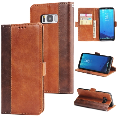 

For Galaxy S8 Retro Texture Contrast Color Splicing Horizontal Flip TPU + PU Leather Case with Card Slots & Holder & Wallet(Brown)
