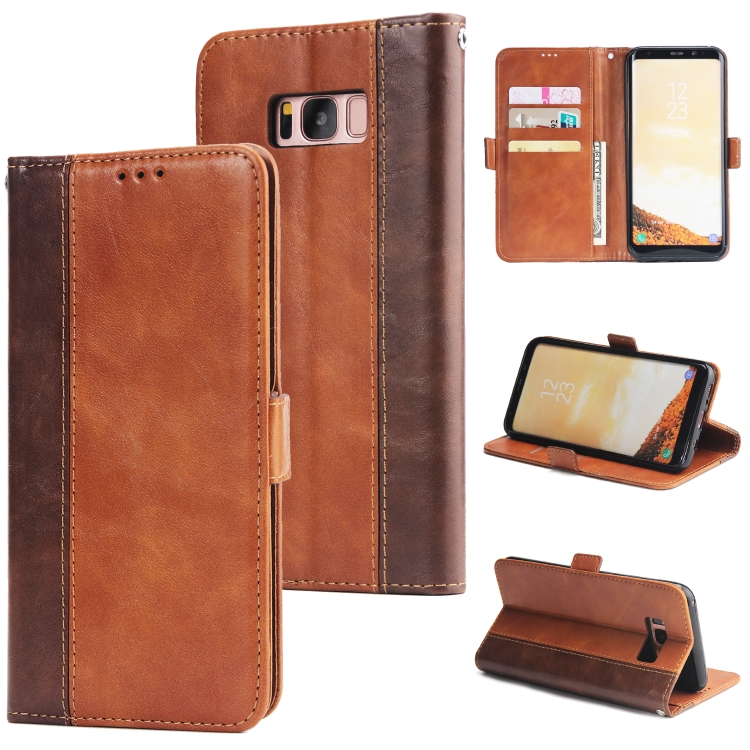 

For Galaxy S8+ Retro Texture Contrast Color Splicing Horizontal Flip TPU + PU Leather Case with Card Slots & Holder & Wallet(Brown)