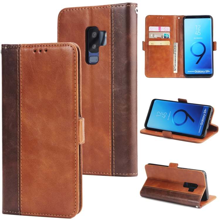 

For Galaxy S9+ Retro Texture Contrast Color Splicing Horizontal Flip TPU + PU Leather Case with Card Slots & Holder & Wallet(Brown)