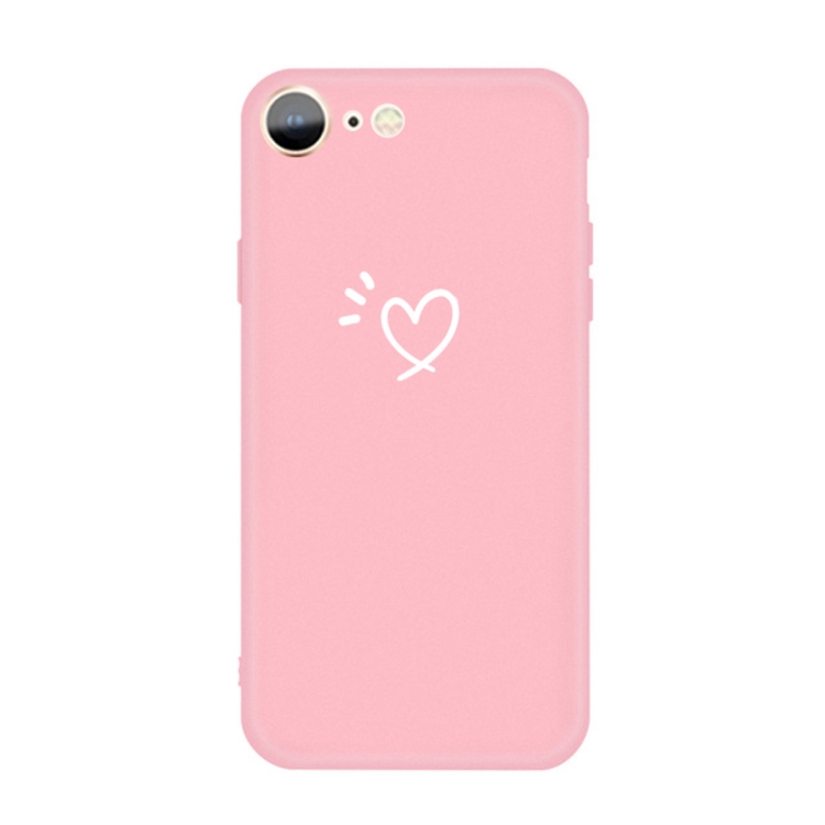 

For iPhone SE 2020 / 8 / 7 Three Dots Love-heart Pattern Colorful Frosted TPU Phone Protective Case(Pink)