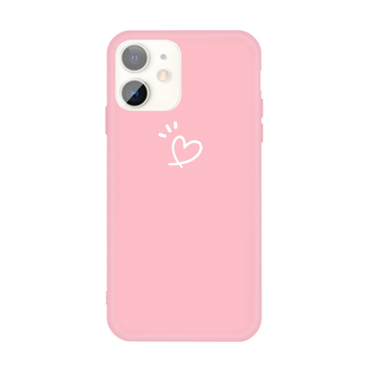 

For iPhone 11 Three Dots Love-heart Pattern Colorful Frosted TPU Phone Protective Case(Pink)