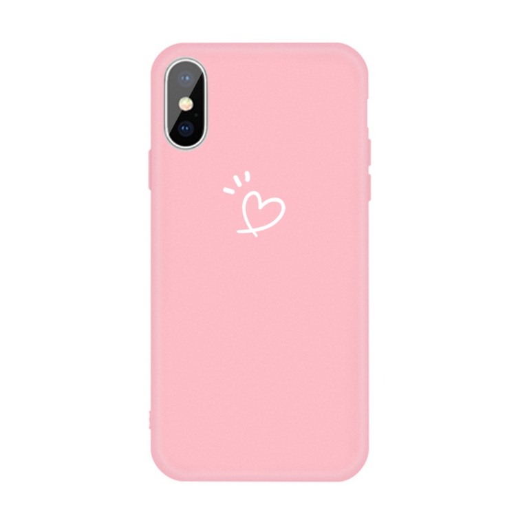 

For iPhone XS / X Three Dots Love-heart Pattern Colorful Frosted TPU Phone Protective Case(Pink)