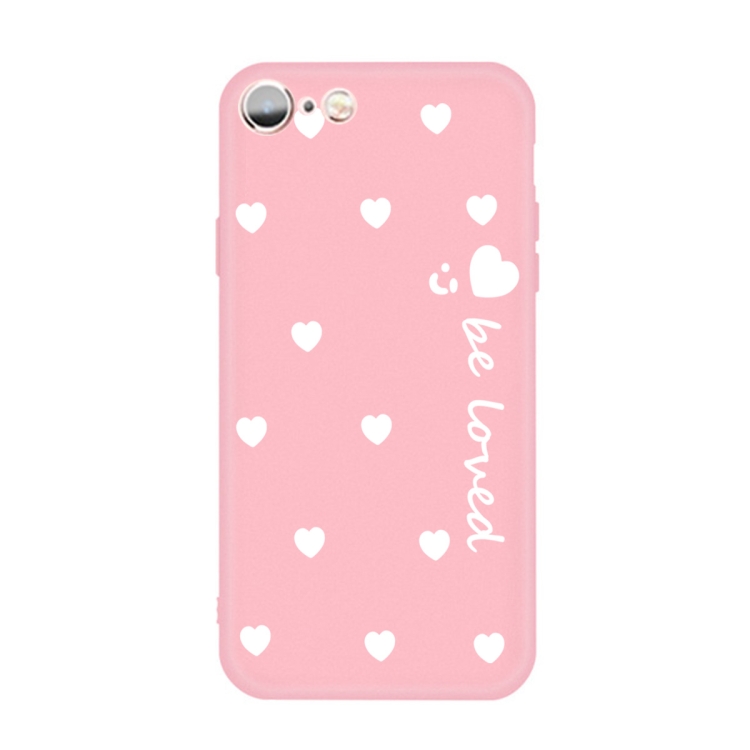 

For iPhone 6s / 6 Smiling Face Multiple Love-hearts Pattern Colorful Frosted TPU Phone Protective Case(Pink)