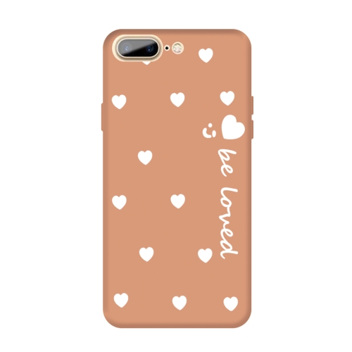 

For iPhone 8 Plus / 7 Plus Smiling Face Multiple Love-hearts Pattern Colorful Frosted TPU Phone Protective Case(Coral Orange)