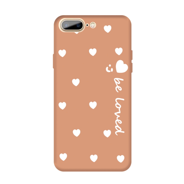 

For iPhone 8 Plus / 7 Plus Smiling Face Multiple Love-hearts Pattern Colorful Frosted TPU Phone Protective Case(Coral Orange)