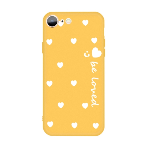 

For iPhone SE 2020 / 8 / 7 Smiling Face Multiple Love-hearts Pattern Colorful Frosted TPU Phone Protective Case(Yellow)
