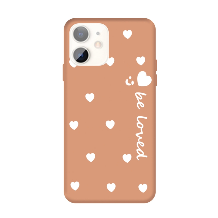 

For iPhone 11 Smiling Face Multiple Love-hearts Pattern Colorful Frosted TPU Phone Protective Case(Coral Orange)