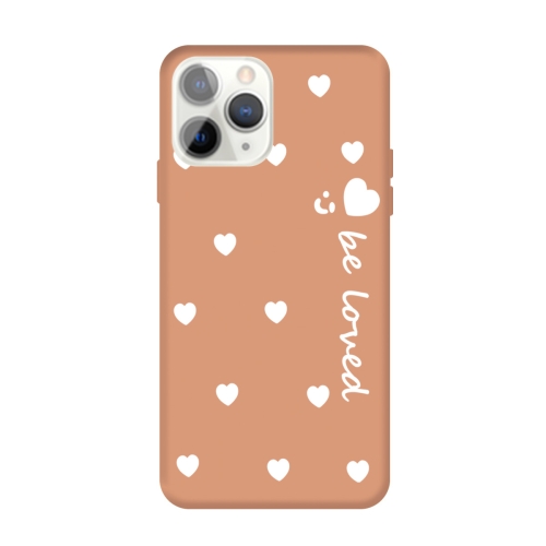 

For iPhone 11 Pro Max Smiling Face Multiple Love-hearts Pattern Colorful Frosted TPU Phone Protective Case(Coral Orange)
