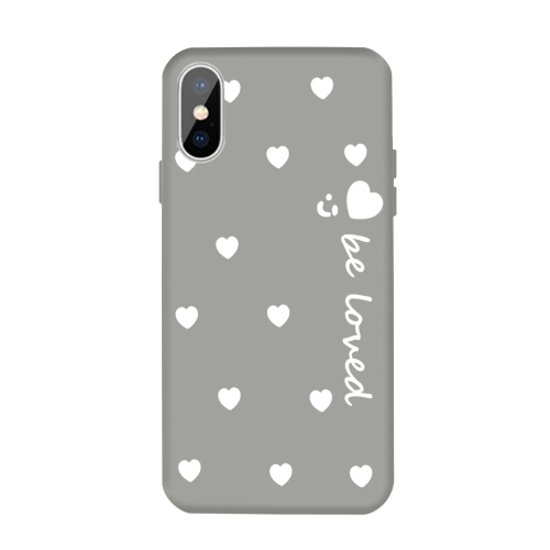 

For iPhone XS / X Smiling Face Multiple Love-hearts Pattern Colorful Frosted TPU Phone Protective Case(Gray)