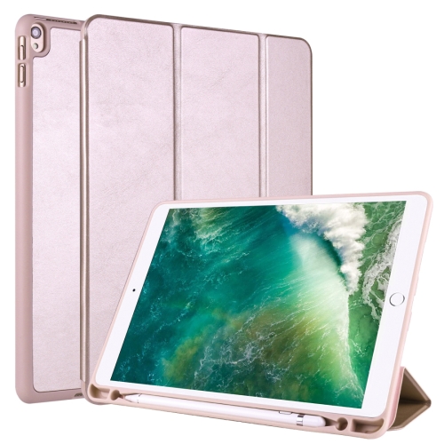 

For iPad Pro 10.5 / Air3 10.5 inch Horizontal Flip Tablet PC PU Leather Case with Three-folding Holder & Pen Slot(Rose Gold)