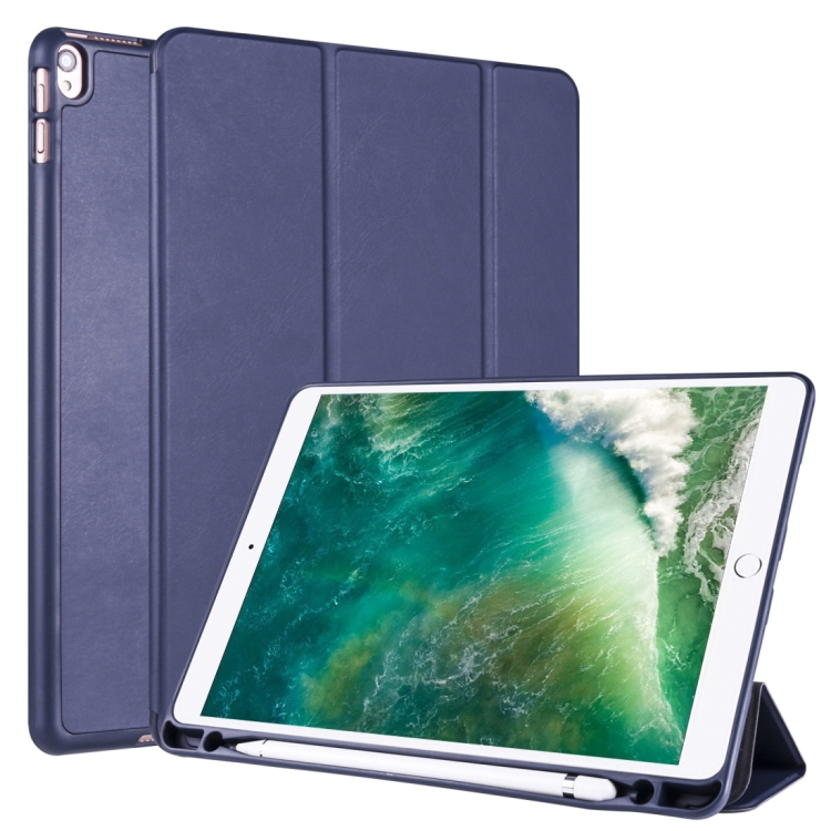 

For iPad Pro 10.5 / Air3 10.5 inch Horizontal Flip Tablet PC PU Leather Case with Three-folding Holder & Pen Slot(Dark Blue)
