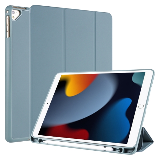 

For iPad 9 / 8 / 7 / 6 / 5 Horizontal Flip Tablet PC PU Leather Case with Three-folding Holder & Pen Slot(Pine Needle Green)