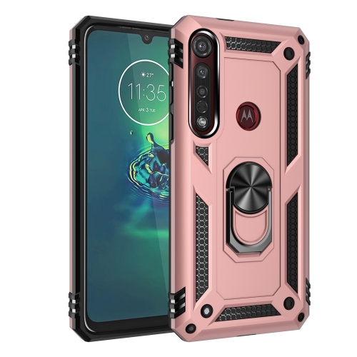 

For Motorola Moto G8 Plus Armor Shockproof TPU + PC Protective Case with 360 Degree Rotation Holder(Rose Gold)